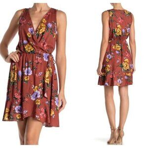 NEW LUSH Size S Floral Sleeveless Side Tie True Wrap Dress